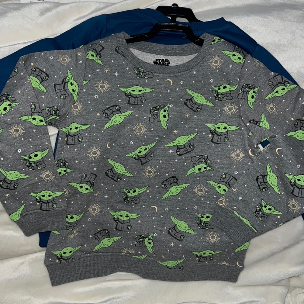Star Wars Baby Yoda unisex kids 2-pack Sweatshirt The Mandalorian.New Size 7